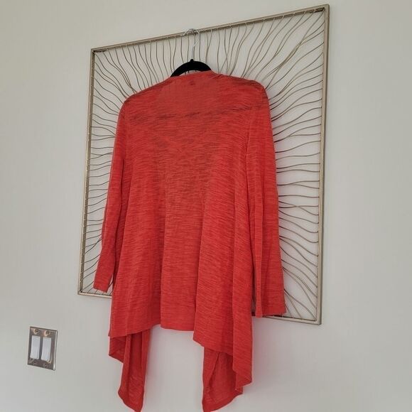Cable & Gauge Open Front Drape Waterfall Front Coral Cardigan Size Small - Picture 11 of 12